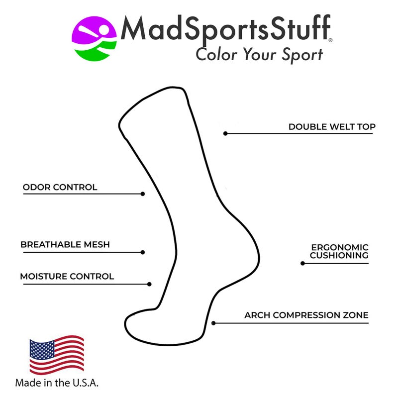MadSportsStuff Softball Logo Crew Socks (Purple/White, Small) - Image 3